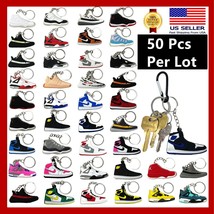50 Pcs of 2D Sneakers Keychains Hype Beast Sneaker 2D Variety of Keychains Lot - £23.45 GBP