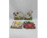 Vintage Wooden Handmade Magnets Pig Strawberries Duck Sheep Diane Vovent... - £34.04 GBP