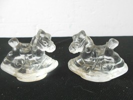 Solid Glass Rocking Horse/Pony Candle Holder, Set of 2 - £9.95 GBP