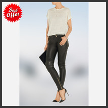 Women&#39;s Leather Pants Genuine Lambskin Leather Party Skinny Legging Trou... - $117.50