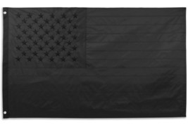 3x5FT Embroidered All Black American Flag US Black Flag Decor Blackout USA First - $17.76