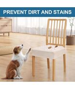 Beige Chair Seat Covers Set 4 Waterproof Stretch Jacquard Slipcover - $55.99