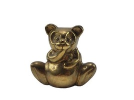 Vintage Solid Brass Teddy Bear Figurine Statue Sculpture 3.5 inch  Made in India - $9.85