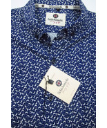 NWT Schickimicki Blue and White Retro Short Sleeve Shirt Made in Spain L - $42.74