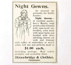 Strawbridge &amp; Clothier Night Gowns 1897 Advertisement Victorian Fashion ... - $28.01 CAD