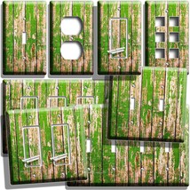 Rustic Chipped Green Wood Style Light Switch Outlet Wall Plate Country Art Decor - £8.89 GBP+