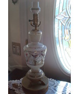 Glass table lamp with electrical timer, it is pressed glass with gold de... - $29.69