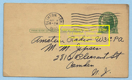 1933 Jefferson Pre-stamped Ham Radio QSL Card W9JZM  C.J. Eastman, Clint... - £39.95 GBP