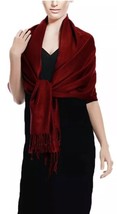 Ruby Red Soft Pashmina Fringe Scarf Wrap Made In India 75” X 23” NEW - £8.37 GBP