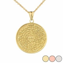 14k Solid Real Gold Padre Nuestro The Lord&#39;s Prayer Medallion Pendant Necklace - £216.96 GBP+