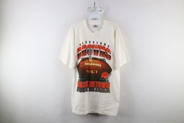 Deadstock Vtg 90s Mens Large Spell Out Cleveland Browns Football T-Shirt White - $64.30