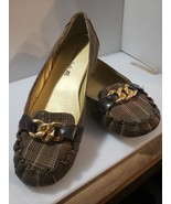 AMERICAN EAGLE AE Womens Loafers Shoes Size 8 Gold Chain Brown Plaid Casual - £10.06 GBP