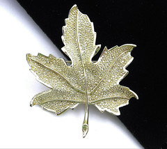 CORO  MAPLE LEAF Vintage PIN Brooch Goldtone Knobby Bumpy Finish 2 1/2&quot; Broach - £15.02 GBP