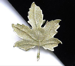 CORO  MAPLE LEAF Vintage PIN Brooch Goldtone Knobby Bumpy Finish 2 1/2&quot; Broach - £14.06 GBP