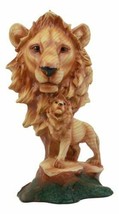 Ebros African Safari Lion Bust Statue 9&quot;H Lion King Pride Rock Faux Wood Resin - £23.56 GBP