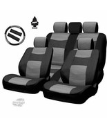 For Ford Synthetic Leather Auto Car Truck Seat Covers Full Set Black Grey - £38.50 GBP