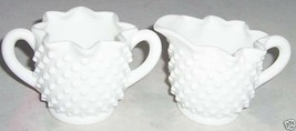 Fenton Glass White Milk Glass Art Hobnail Creamer Sugar Bowl Set - £17.33 GBP