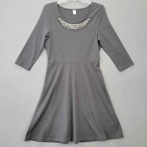 Old Navy Women Dress Midi Size S Gray Stretch Fit Flare Studded Scoop 3/... - $13.01