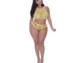 Magic Silk Love Star Halter Crop Bra &amp; Cheeky Panty Neon Chartreuse Quee... - £41.23 GBP