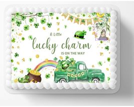 St. Patricks Lucky Charm Edible Image Cake Topper Baby Shower Cake Toppe... - $16.47