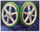 20&quot; BICYCLE MAG WHEELS 6 SPOKES ALL WHITE WITH GREEN GUM TIRES + TUBES +... - $164.33