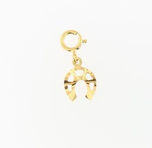 18k gold DIAMOND CUT TINY HORSE SHOE  pendant / charm with spring clasp #21 - £62.96 GBP