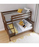 Twin over Full size Solid Wood Bunk Bed in Walnut Brown Finish - $1,728.26 CAD