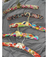 Vintage Hangers 6 Padded Satin &amp; Cotton Beautiful Designs Some Mod - $26.92 CAD