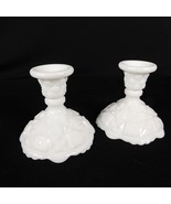 VTG Westmoreland White Milk Glass Candlestick Holder Old Quilt 4" - $19.99