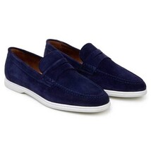 Belvedere Men's Walking Shoes Penny Loafer Niko Navy Suede Leather image 9
