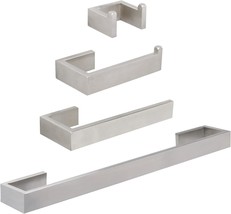 Tocten 4-Pcs Bathroom Hardware Set Stainless Steel Square Towel, Brushed,16 Inch - £43.99 GBP