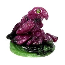 Handcraft Hawk Carving Natural Unheated 73ct Red Ruby Zoisite Chrome Dio... - £170.14 GBP