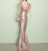 CHAMPAGNE GOLD Long Sequin Dress Custom Plus Size Bridesmaid Sequin Dress image 3