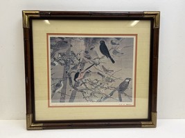 PIEN WEN-CHIN PRINT vintage faux bamboo framed mid century asian wall art decor - £28.14 GBP