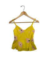 Zara Top Womens Extra Small Yellow Floral Peplum Linen Summer Top Beach ... - $369.40 MXN