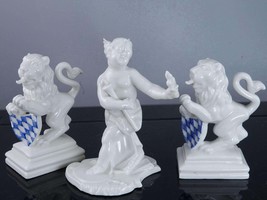 Nymphenburg Blanc de Chine Allegorical Figure and two lions - $285.86