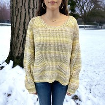 Banana Republic Womens XXL Rib Knit Chunky Spacedye Yellow Sweater Cozy  - £23.12 GBP