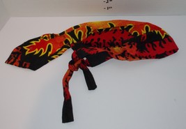 Biker Headwraps Danbanna Deluxe Du-Rag Cap Doo Rag Flames Black Orange - $14.80
