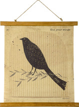 Inspirational Wall Art Bird Wall Scroll Find Your Wings Wall Decor Canvas &amp; Wood - £17.16 GBP