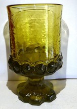 Tiffin Franciscan Madeira Green Olive Iced Tea Goblet Footed Glass Vtg 4 3/4&quot; - £11.72 GBP