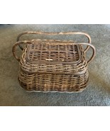 19 x 14 x 12  Old Hand knitted Bamboo Basket  - $151.08 CAD