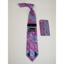 Men's Stacy Adams Necktie and Hankie Set Fancy Design Silky Look SAT9 Pink image 2
