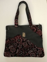 Leather Tote Handbag Purse Beautiful Handmade Soft Black print EUC - $61.10 CAD