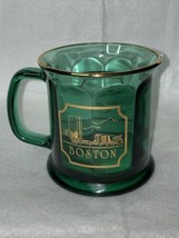 Vintage Green Glass BOSTON Mug with 22k Gold By CULVER Made In USA - £9.58 GBP