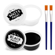 Black And White Face Paint Set - 2.5 Oz Halloween Face Body Paint Skeleton Ghost - £18.18 GBP