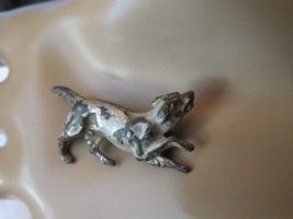 Antique Hunting Dog Brooch Pin Metal Enamel Safety Pin Style Hound Retri... - $42.00