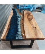 60&quot;x36&quot; Ocean Epoxy Resin Rectangle Dining Table Wooden Kitchen Slab Fur... - £2,059.02 GBP