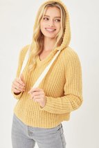 Honey Yellow Casual Long Sleeve Pullover Hoodie Sweater Top - £14.86 GBP