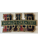 World&#39;s Greatest Dad Patch - Plaid Cloth Sew On Embroidered 5.5&quot; x 10.5&quot; - £11.75 GBP