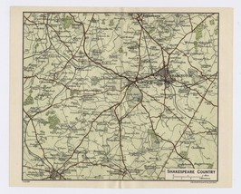 1924 Original Vintage Map Of Shakespeare Country Leamington Warwick / England - £18.52 GBP